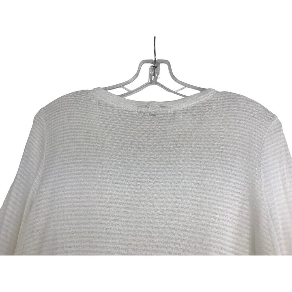 RED HAUTE Shirt Womens Size Medium M White‎ Striped Sheer Long Sleeves Top - Picture 6 of 10